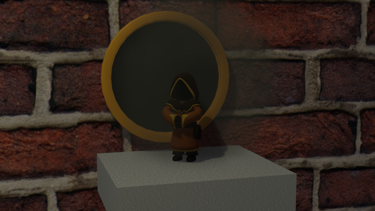 монах стоит перед порталом в другое измерение